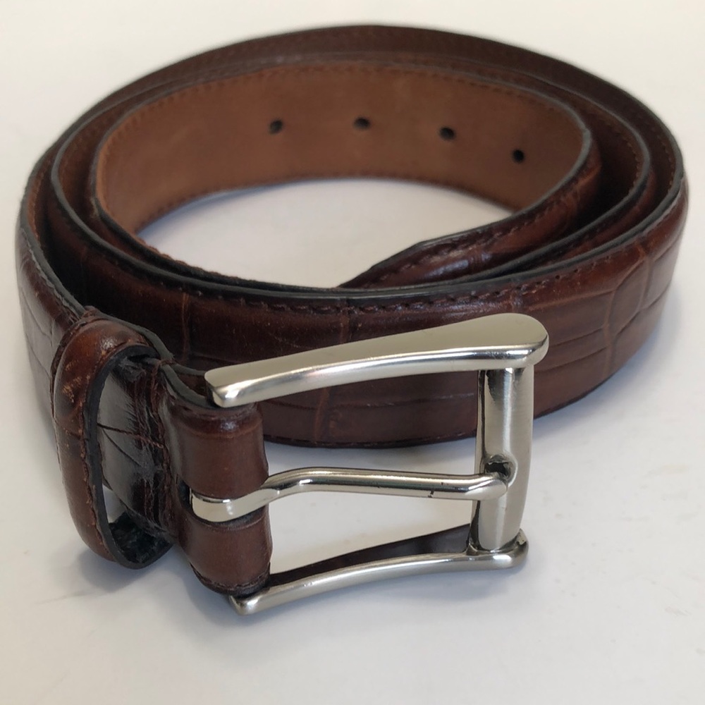 Men’s Cabela Brown Croc Embossed Leather Belt size 42